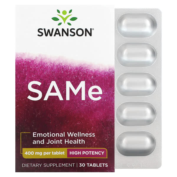 Swanson, S-アデノシルメチオニン (SAMe)、高効力、400mg、タブレット30粒