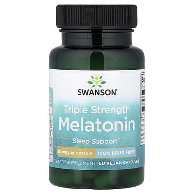 Swanson, Melatonin, Triple Strength, 10 mg, 60 Vegan Capsules