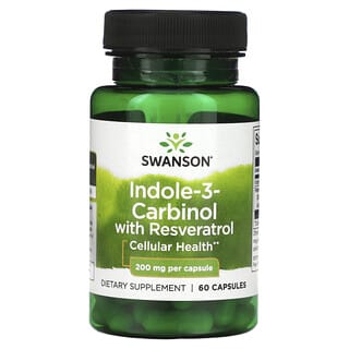 Swanson, Indole-3-carbinol avec resvératrol, 200 mg, 60 capsules