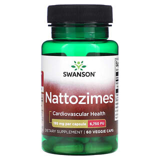 Swanson, Nattozimes, 195 mg (6750 UF), 60 capsules végétariennes