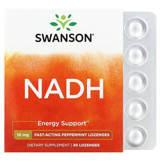 Swanson, NADH, Menta, 10 mg, 30 pastillas