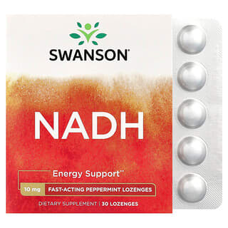 Swanson Vitamins, NADH, перечная мята, 10 мг, 30 пастилок