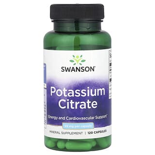 Swanson, Cytrynian potasu, 99 mg, 120 kapsułek