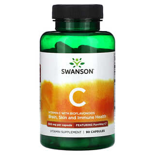 Swanson, витамин C с биофлавоноидами, 500 мг, 90 капсул