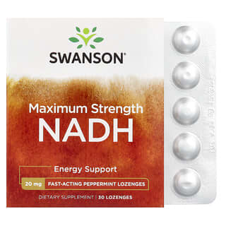 Swanson, NADH de concentración máxima, Menta, 20 mg, 30 pastillas