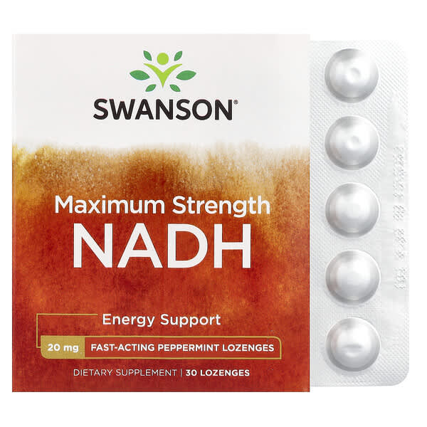 Swanson Vitamins, NADH, 페퍼민트, 20mg, 사탕 정제 30정