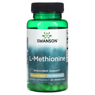 Swanson, L-Metionina, Com AjiPure, 500 mg, 60 Cápsulas Vegetais
