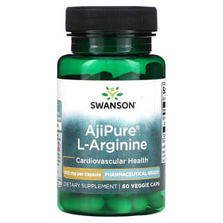 Swanson, AjiPure L-arginina, 500 mg, 60 cápsulas vegetales