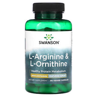 Swanson, L-аргинин и L-орнитин, 90 растительных капсул