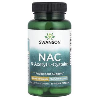 Swanson, NAC, N-acétyl-L-cystéine, 600 mg, 60 capsules végétariennes