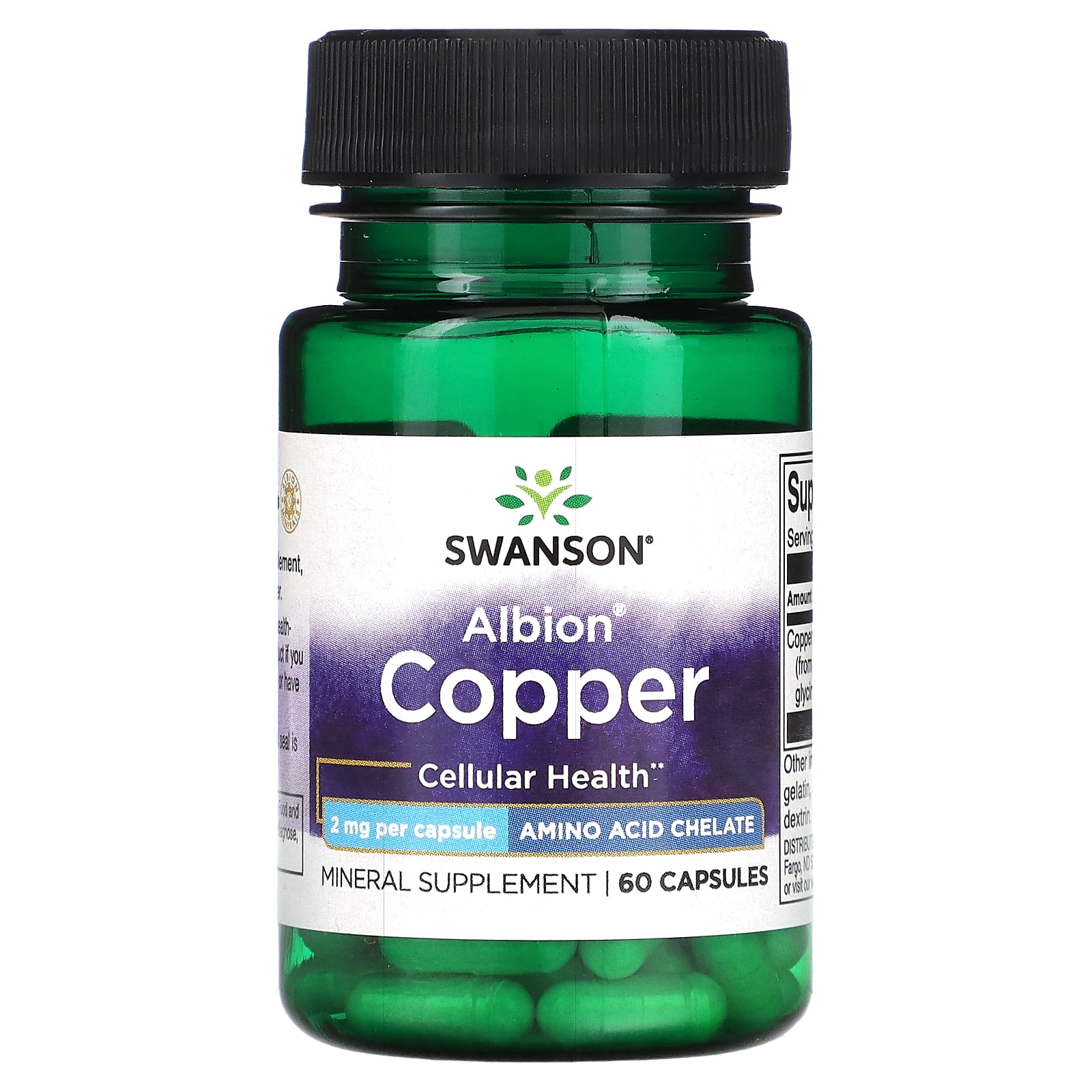 Swanson, Albion Copper, 2 mg, 60 Capsules