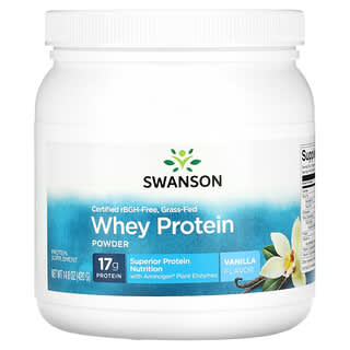 Swanson, Proteína de suero de leche en polvo de animales alimentados con pasturas, Vainilla`` 420 g (14,8 oz)