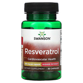 Swanson, Resveratrol, Alta Potência, 250 mg, 30 Cápsulas