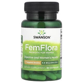 Swanson, FemFlora, Probiotiques pour femmes, 9,8 milliards d'UFC, 60 capsules