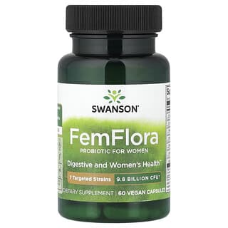 Swanson, FemFlora, Probiotic For Women, 9.8 Billion CFU, 60 Capsules