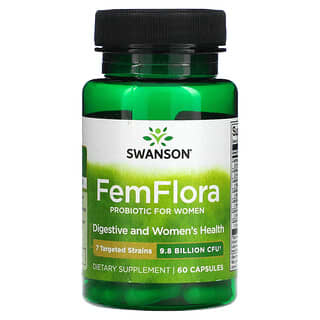 Swanson, FemFlora, пробиотик для женщин, 9,8 млрд КОЕ, 60 капсул