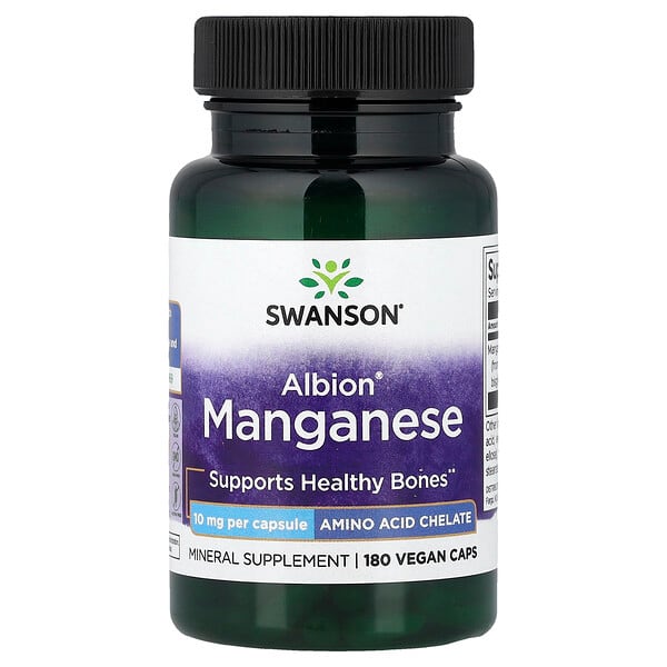 Swanson Vitamins, Albion® Manganese, 10 mg, 180 Vegan Capsules — product photo 1