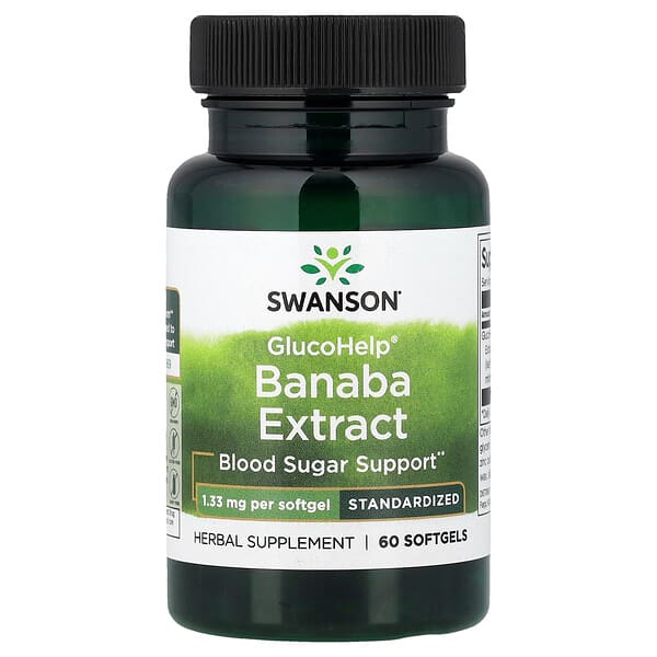 Swanson Vitamins, GlucoHelp®, Banaba Extract, Standardized, 1.33 mg, 60 Softgels — product photo 1