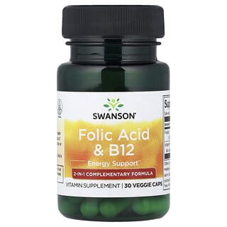 Swanson, Folic Acid & B12, 30 Veggie Caps