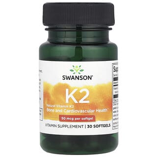 Swanson, Vitamina Natural K2, 50 mcg, 30 Cápsulas Softgel