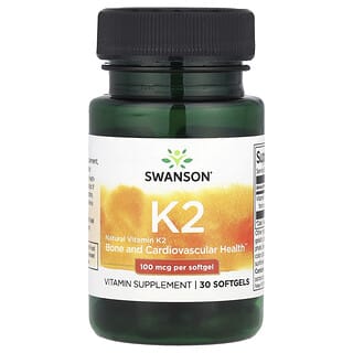 Swanson, Натурален витамин K2, 100 mcg, 30 меки капсули