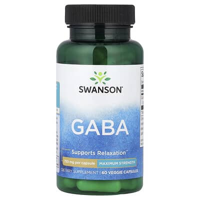 Swanson, GABA (Gamma-Aminobutyric Acid), Extra Strength, 750 mg, 60 Vegetarian Capsules