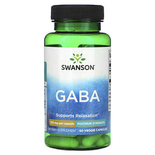 Swanson, GABA, Concentración máxima, 750 mg, Concentración vegetal 60