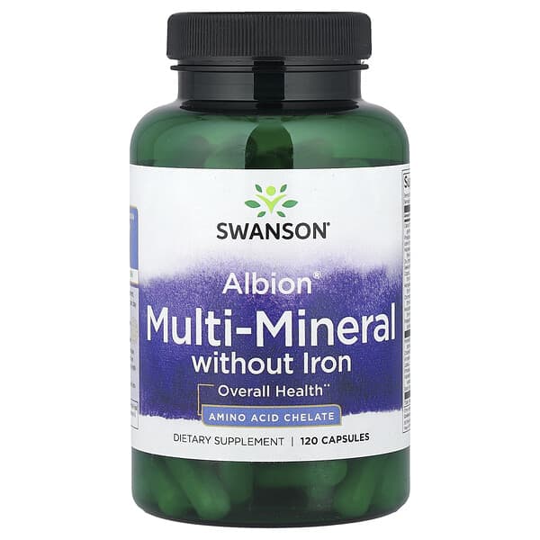 Swanson Vitamins, Albion® 멀티 미네랄, 철분 무함유, 캡슐 120정