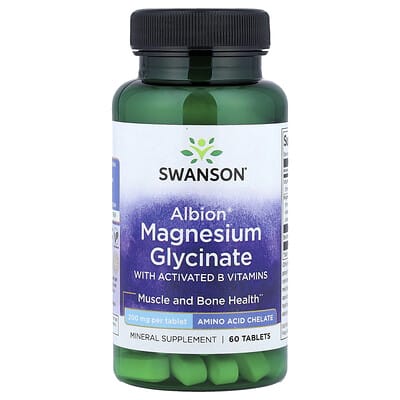 Swanson, Albion® Magnesium Glycinate with Active B Vitamins, 60 Tablets