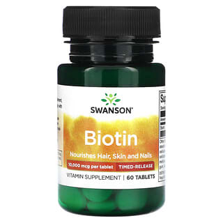Swanson, Biotina, de liberación prolongada, 10.000 mcg, 60 comprimidos