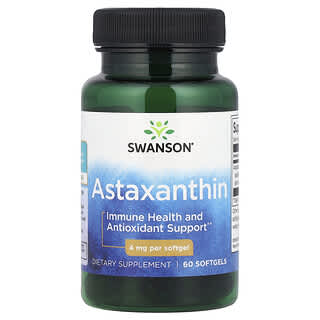 Swanson, Astaxantina, 4 mg, 60 cápsulas blandas