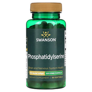 Swanson, фосфатидилсерин, добавка без сои, 100 мг, 90 капсул