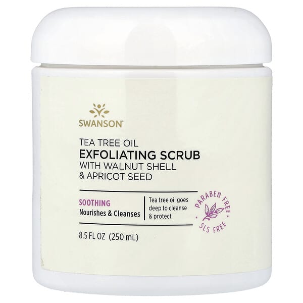 Swanson Vitamins, Tea Tree Oil Exfoliating Scrub with Walnut Shell & Apricot Seed, 8.5 fl oz (250 ml)