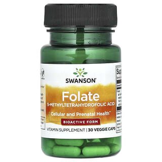 Swanson, Folate, 30 capsules végétariennes