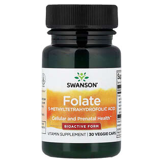 Swanson Vitamins, фолат, 30 растительных капсул (680 мкг DFE в 1 капсуле)