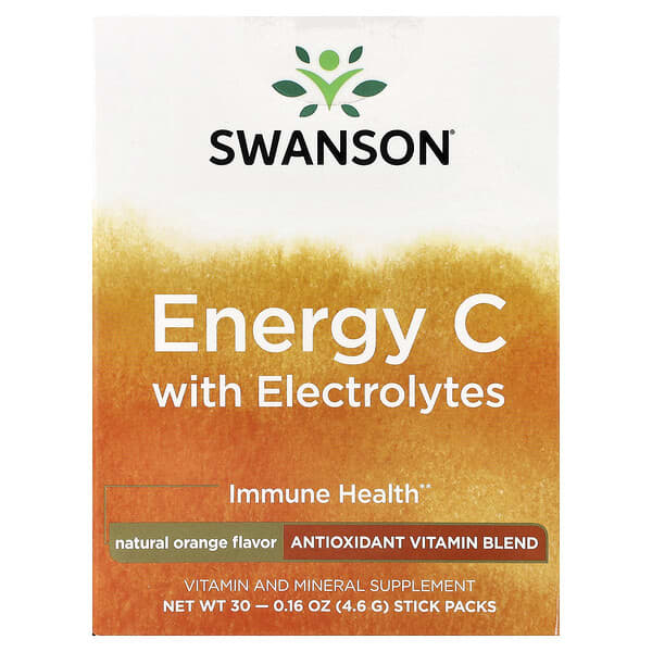 Energy C with Electrolytes, Natural Orange, 30 Stick Packs, 0.16 oz (4.6 g) Each