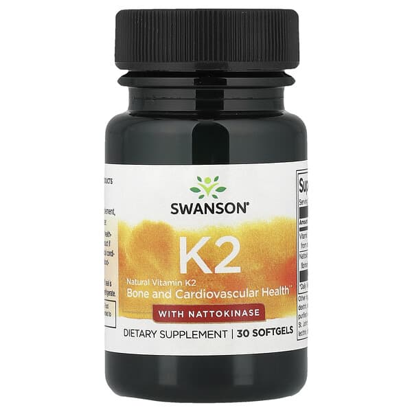 Swanson Vitamins, Vitamin K2 mit Nattokinase, 30 Weichkapseln