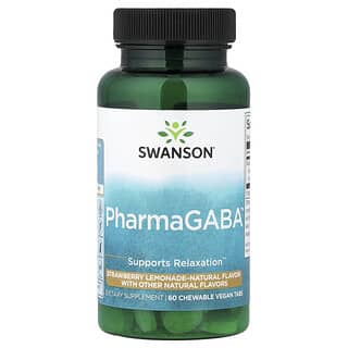 سوانسون‏, PharmaGABA ™ ، فراولة وليمون ، 100 ملجم ، 60 قرص قابل للمضغ