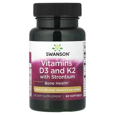 Swanson, Vitamins D3 and K2 with Strontium, 60 Softgels