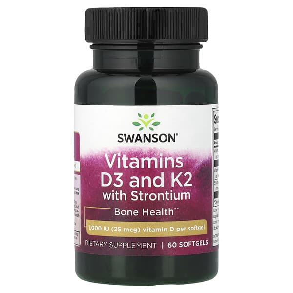 Vitamins D3 and K2 with Strontium, 60 Softgels