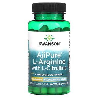 Swanson, AjiPure L-Arginina com L-Citrulina, 60 Cápsulas Vegetais