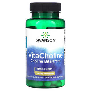 Swanson, VitaCholine Choline Bitartrate, 300 mg, 60 Cápsulas Vegetais