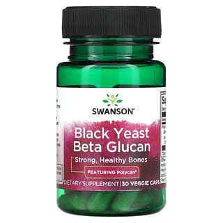 Swanson, Черные дрожжи, бета-глюкан, 30 вегетарианских капсул
