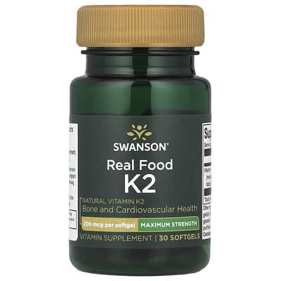Swanson, Extra Strength, Real Food K2, 200 mcg, 30 Softgels