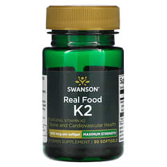 Swanson, Maximum Strength, Real Food K2, 200 мкг, 30 мягких таблеток