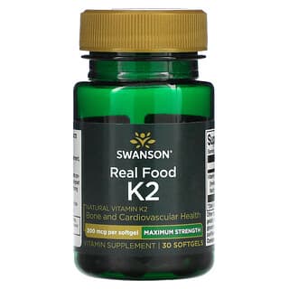 Swanson, 特大强度，Real Food K2，200 微克，30 粒软凝胶