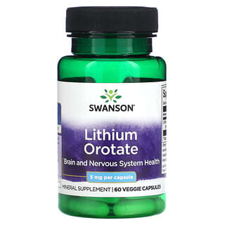 Swanson, Orotate de lithium, 5 mg, 60 capsules végétariennes