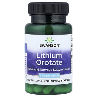 Swanson, Orotat de litiu, 5 mg, 60 capsule vegetale