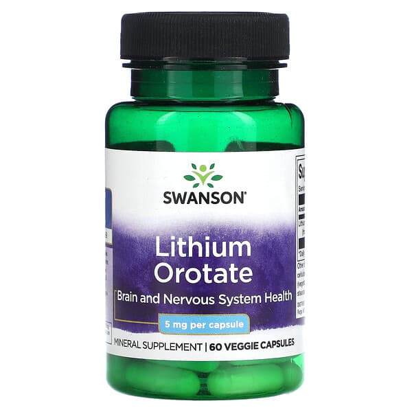 Swanson, Orotato de litio, 5 mg, 60 cápsulas vegetales