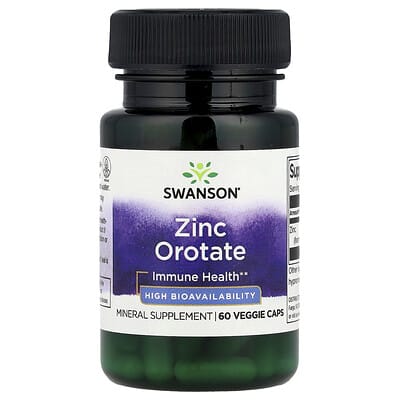 Swanson, Zinc Orotate, 60 Veggie Caps (10 mg per Cap)
